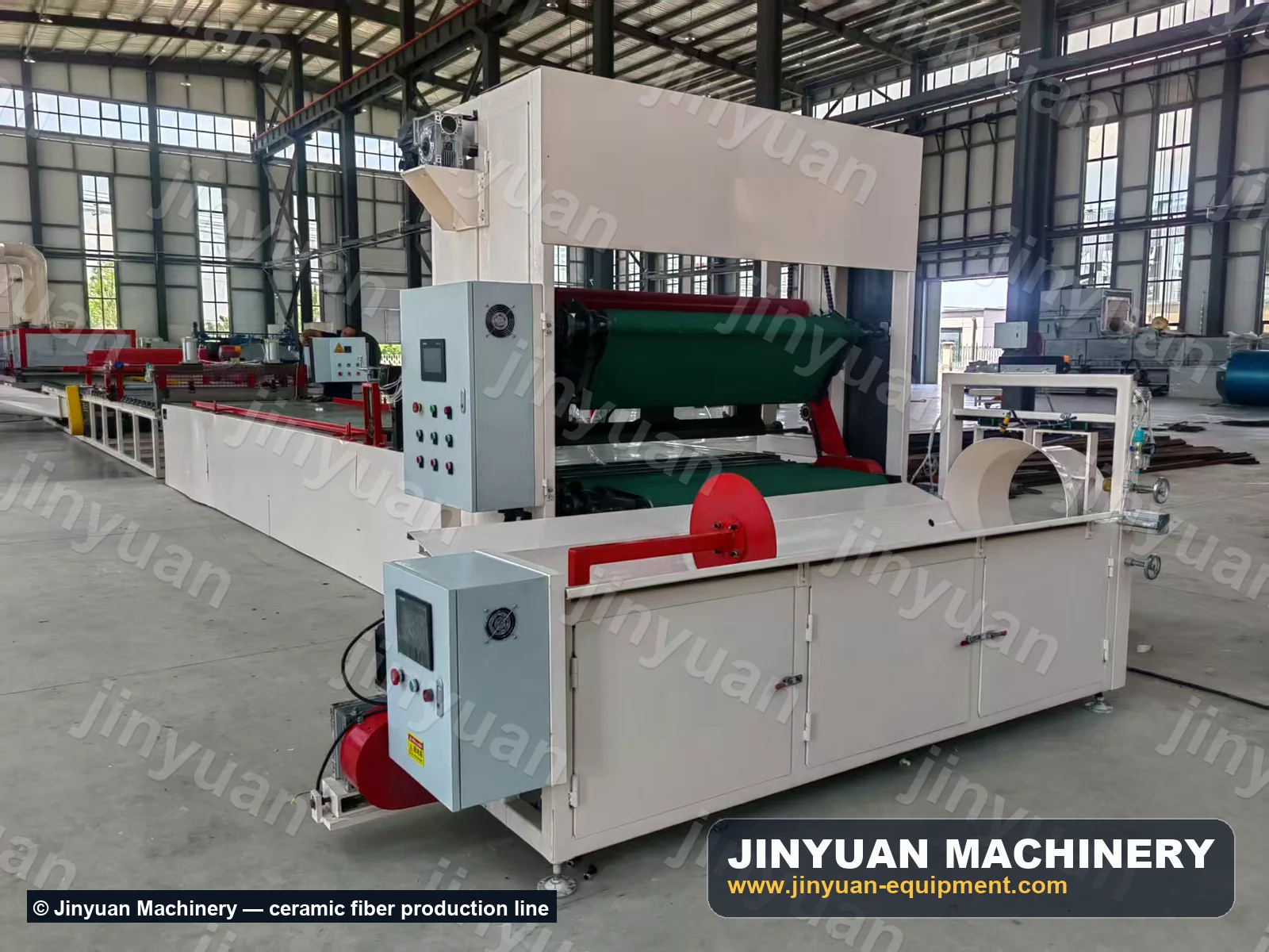 Modern two-roller spinning machine on a ceramic fiber blanket production line