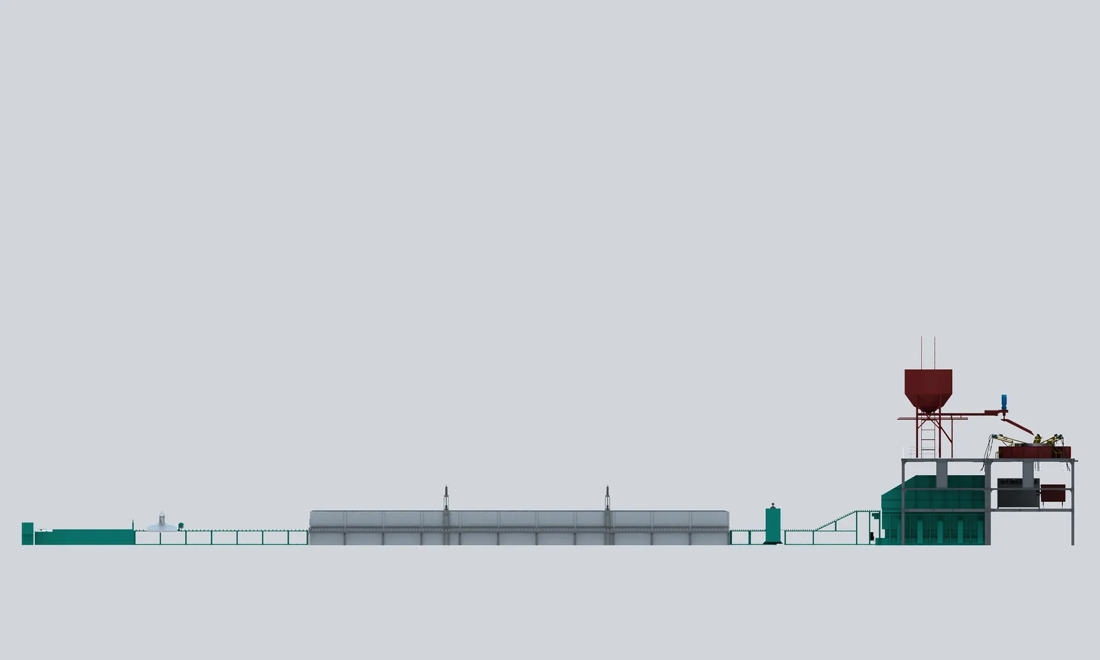 Ceramic fiber production line 3D rendering
